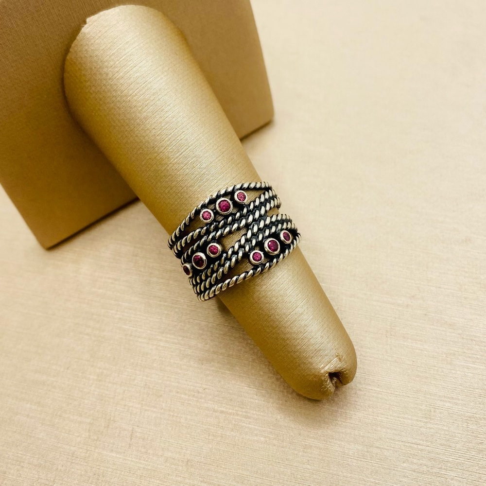 EUC Pandora 190863RHL 925 Sterling Silver Hidden Romance Ring w/ Rhodolite Stone - Picture 3 of 17